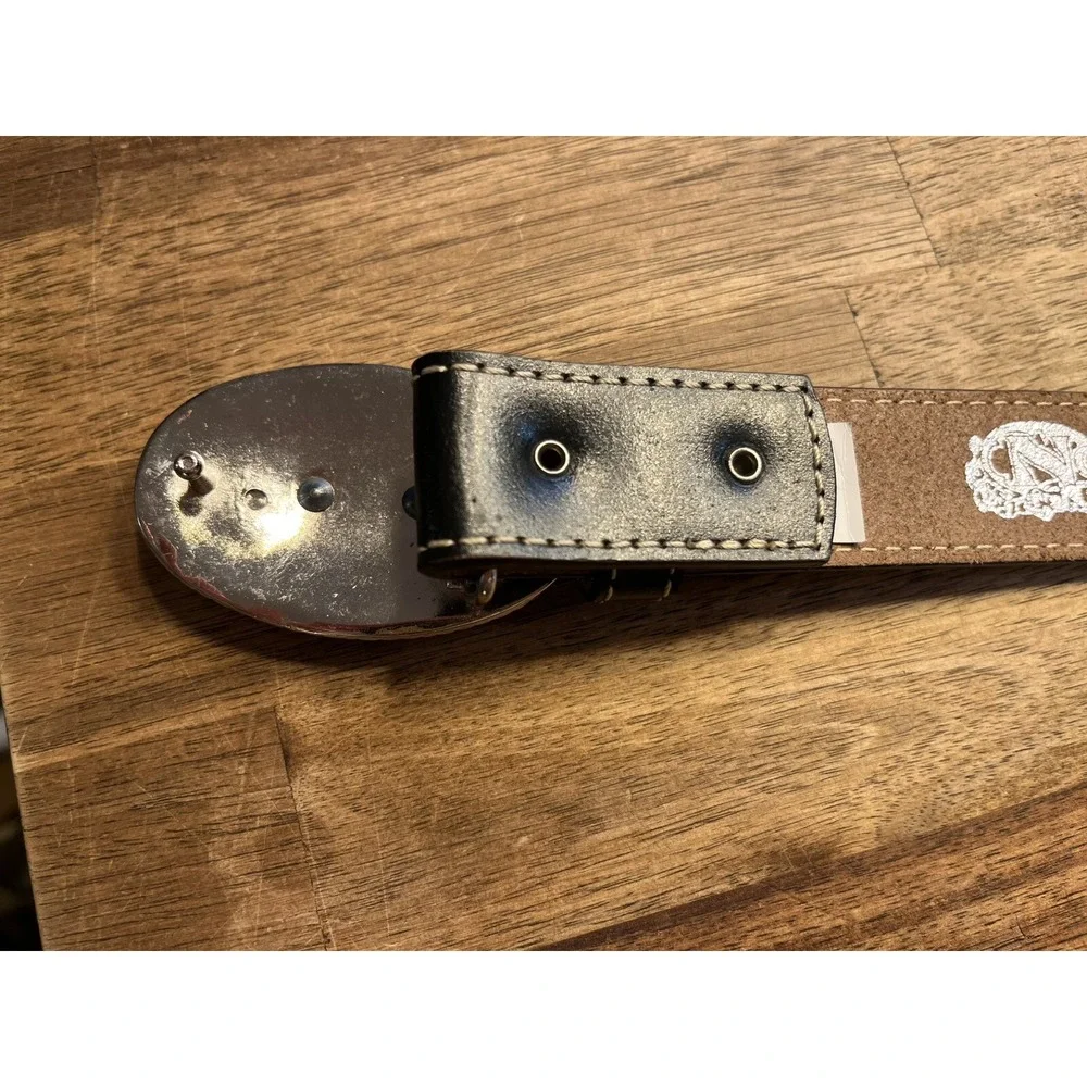Nacona Belt Co Youth 24 Bull Riding Rodeo Embossed Tooled Leather Belt